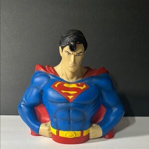DC Comics Superman Bust Coin Bank - Blue, Red, and Yellow